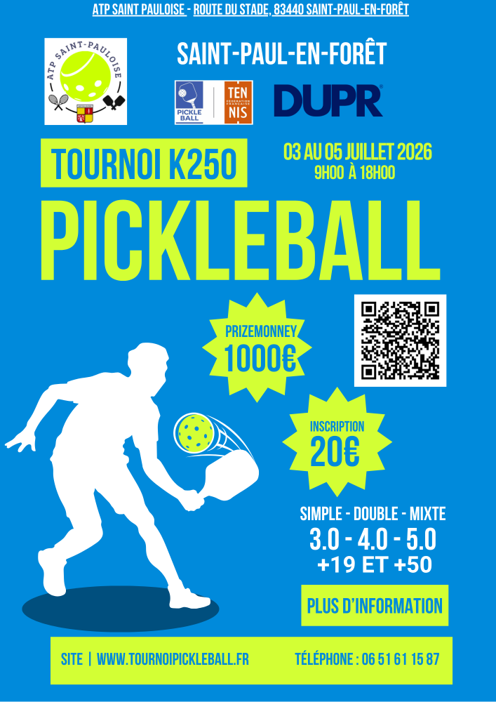 Tournoi pickleball K250 - Saint-Paul-en-Forêt